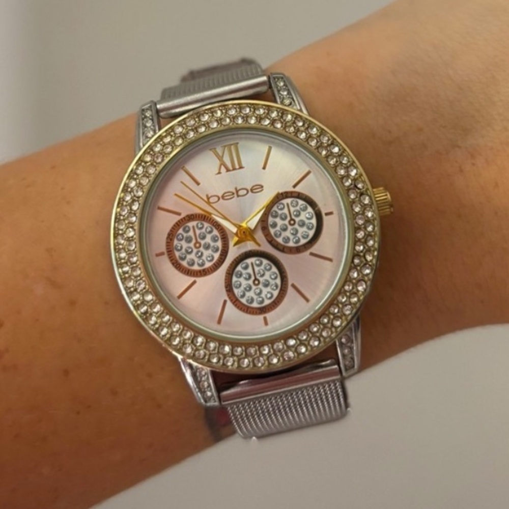 🔴 5 x $19 | Bebe Silver Mesh Watch – Elegant & Timeless Design - Picture 1 of 5